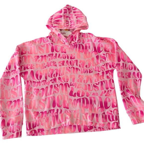 Justice Other - Justice Pink and White Text Hoodie .nice color